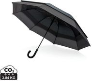 Swiss Peak AWARE 23"-27" laajennettava sateenvarjo, musta liikelahja logopainatuksella